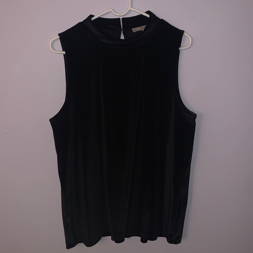 High neck velvet sleeveless top